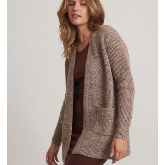 Marine Layer Womens Cabin Cardigan Sweater Small Brown Haether Knit Pockets - Picture 1 of 12